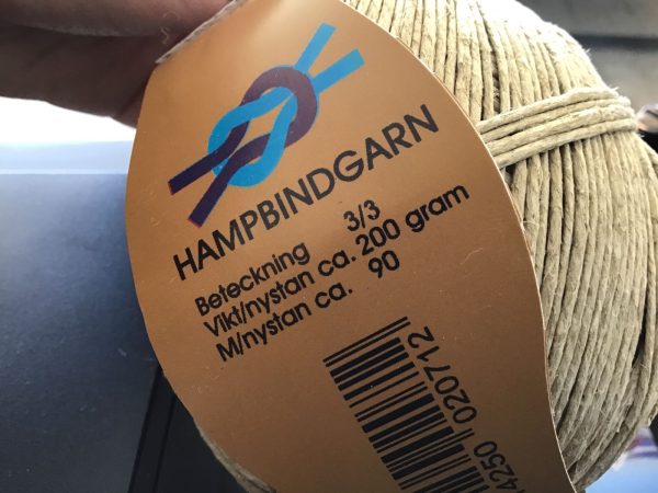 Bindgarn Hamp 3/3 200gr ca90mtr