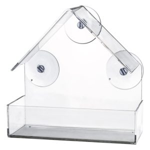 Vildfågelmatare för fönster 225 ml, 15×15×6 cm, transparant