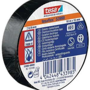 Eltejp Tesa flexsvart 15mm x10m